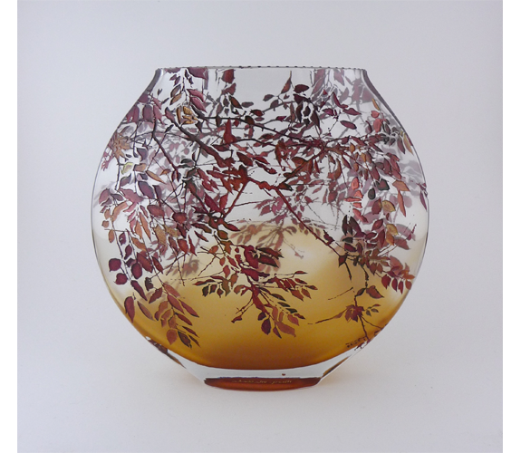 Mary Melinda Wellsandt - Etched Glass Vase, Alder Rust